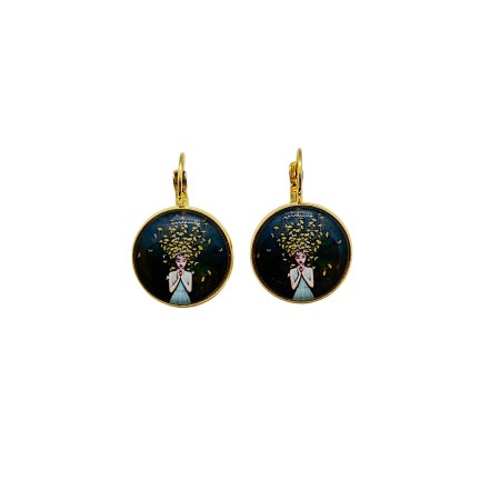 earrings steel gold with hair butterflies